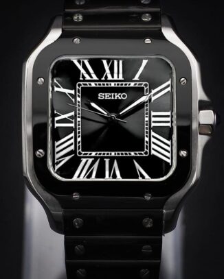 black seiko santos mod black dial two tone